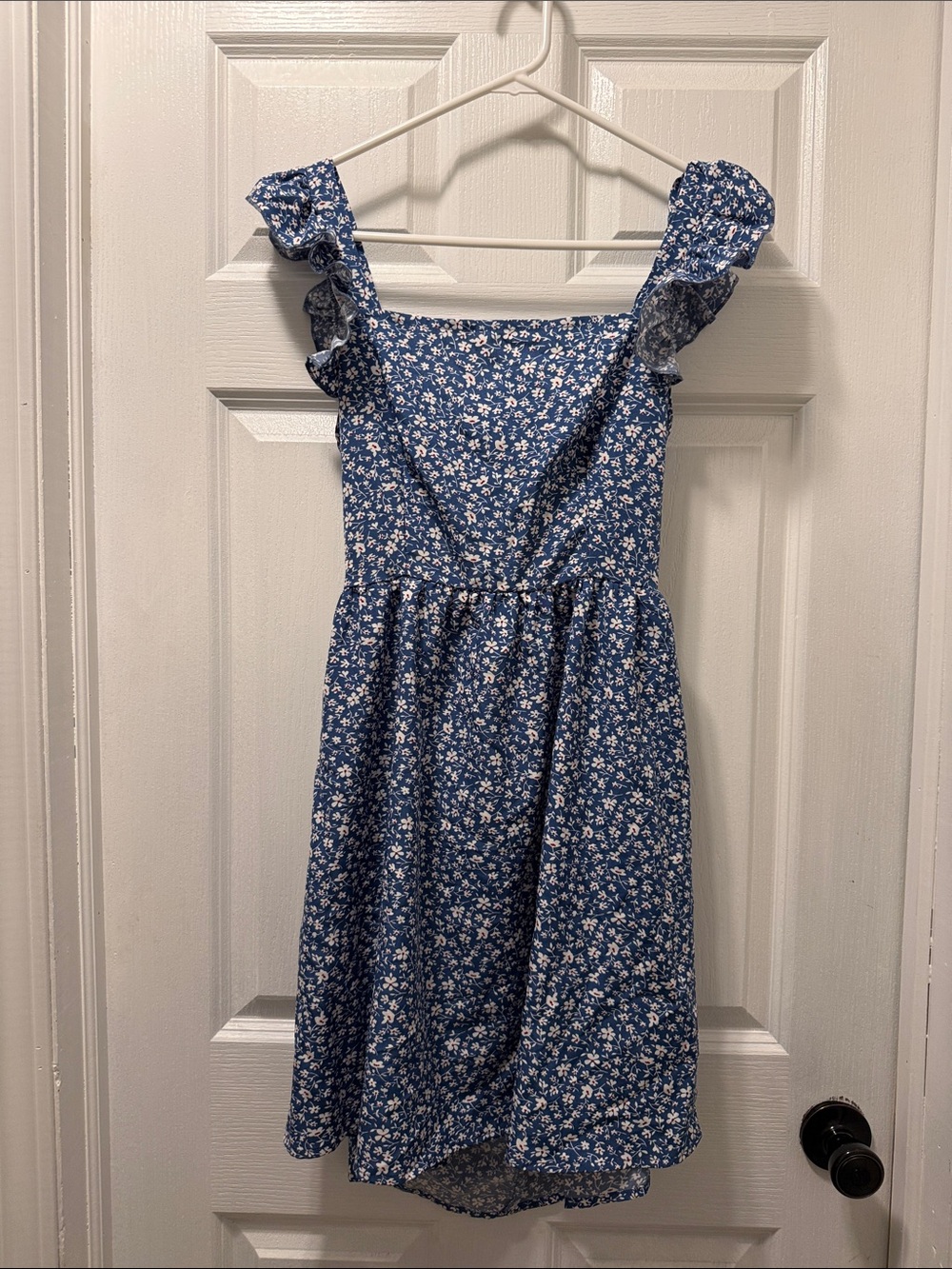 Teen Blue Floral Ruffle Strap Dress